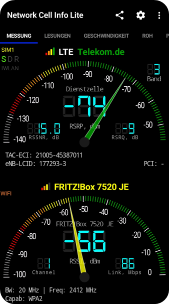 Test App Mobilfunkempfang Zählerraum